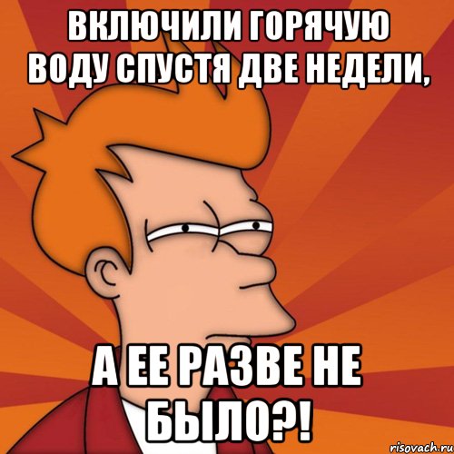 ВКЛЮЧИЛИ ГОРЯЧУЮ ВОДУ СПУСТЯ ДВЕ НЕДЕЛИ, А ЕЕ РАЗВЕ НЕ БЫЛО?!, Мем Мне кажется или (Фрай Футурама)