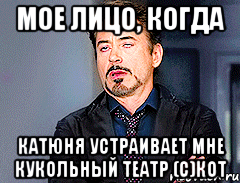 Мое лицо, когда Катюня устраивает мне кукольный театр (с)кот