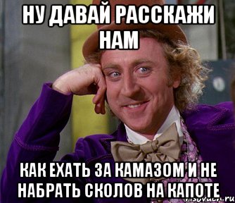 Ну давай расскажи нам Как ехать за камазом и не набрать сколов на капоте, Мем мое лицо