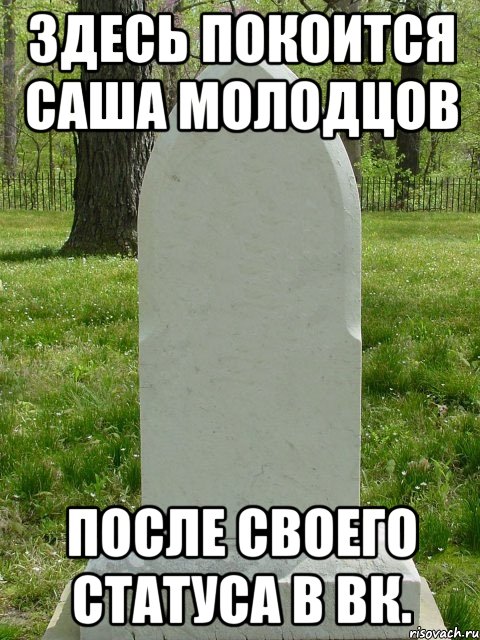 Здесь покоится Саша Молодцов После своего статуса в вк., Комикс  Надгробие