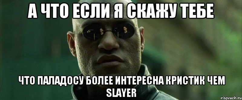 а что если я скажу тебе что паладосу более интересна Кристик чем slayer, Мем  морфеус