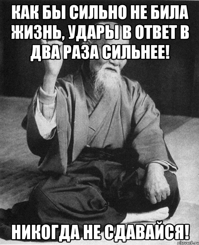 Как бы сильно не била жизнь, удары в ответ в два раза сильнее! Никогда не сдавайся!, Мем Монах-мудрец (сэнсей)