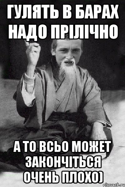 гулять в барах надо прiлiчно а то всьо может закончiться очень плохо), Мем Мудрий паца