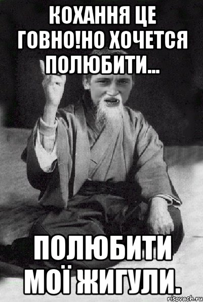 Кохання це говно!Но хочется полюбити... Полюбити мої жигули., Мем Мудрий паца