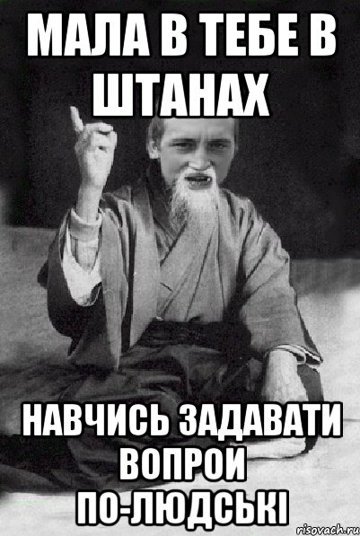 Мала в тебе в штанах Навчись задавати вопрои по-людські, Мем Мудрий паца