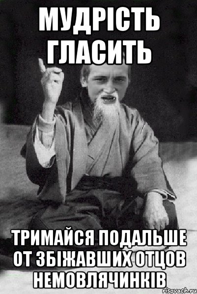 мудрість гласить тримайся подальше от збіжавших отцов немовлячинків, Мем Мудрий паца