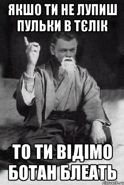 ЯКШО ТИ НЕ ЛУПИШ ПУЛЬКИ В ТЄЛІК ТО ТИ ВІДІМО БОТАН БЛЕАТЬ, Мем Мудрий Виталька