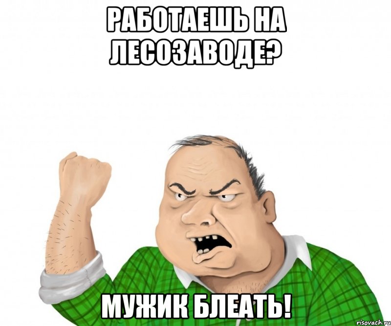 работаешь на лесозаводе? мужик блеать!, Мем мужик