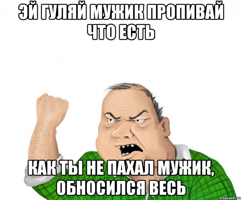 эй гуляй мужик пропивай что есть как ты не пахал мужик, обносился весь, Мем мужик