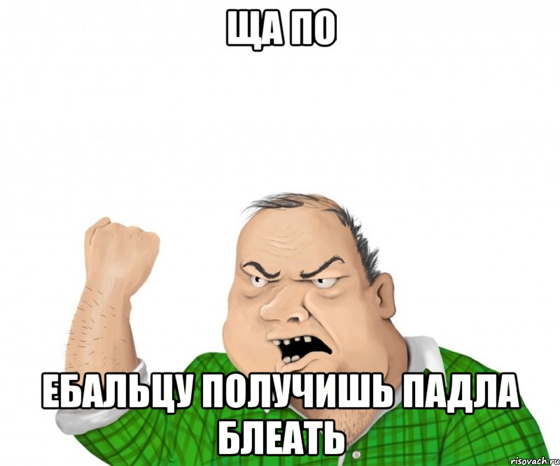 ща по ебальцу получишь падла блеать, Мем мужик