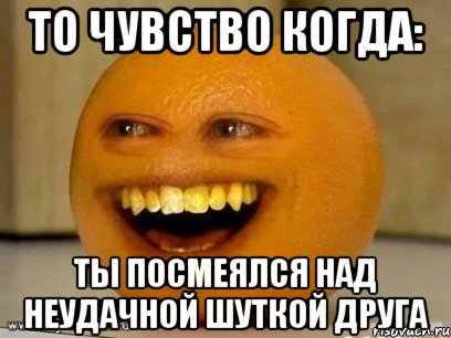 То чувство когда: Ты посмеялся над неудачной шуткой друга, Мем Надоедливый апельсин