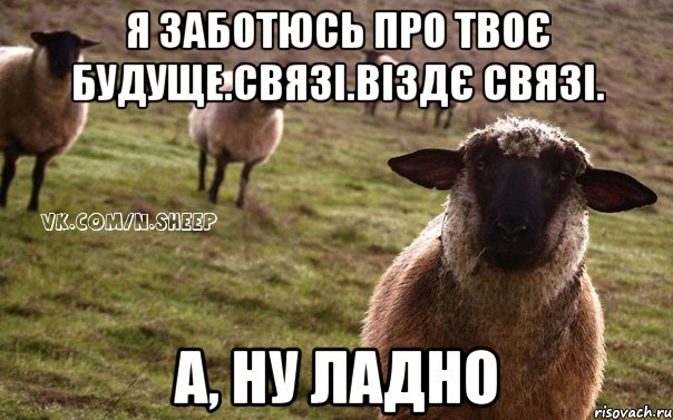 я заботюсь про твоє будуще.связі.віздє связі. А, НУ ЛАДНО, Мем  Наивная Овца