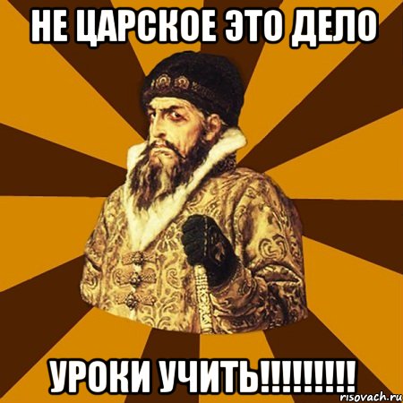 не царское это дело УРОКИ УЧИТЬ!!!!!!!!!, Мем Не царское это дело