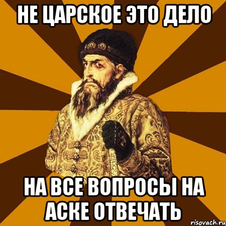 не царское это дело на все вопросы на аске отвечать, Мем Не царское это дело