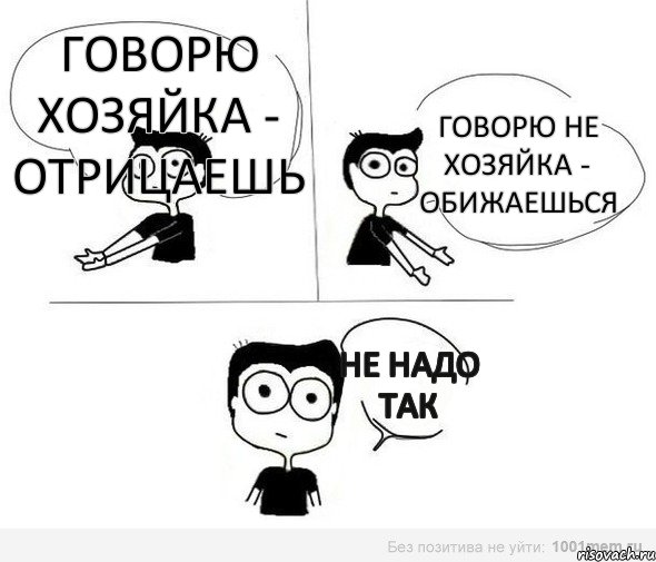 говорю хозяйка - отрицаешь говорю не хозяйка - обижаешься не надо так, Комикс Не надо так (парень)