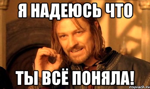 я надеюсь что ты всё поняла!, Мем Нельзя просто так взять и (Боромир мем)