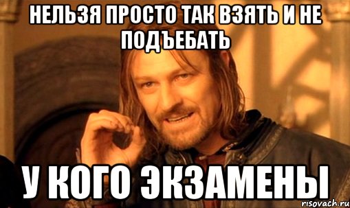 нельзя просто так взять и не подъебать у кого экзамены, Мем Нельзя просто так взять и (Боромир мем)