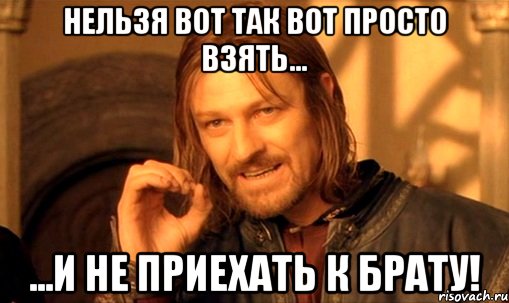 Нельзя вот так вот просто взять... ...и не приехать к брату!, Мем Нельзя просто так взять и (Боромир мем)