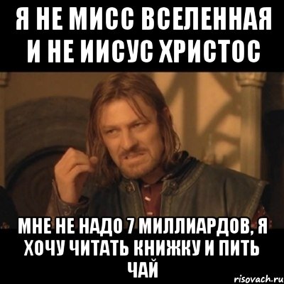 я не мисс вселенная и не иисус христос мне не надо 7 миллиардов, я хочу читать книжку и пить чай, Мем Нельзя просто взять