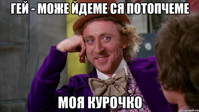 Гей - Може йдеме ся потопчеме моя курочко, Мем Ну давай расскажи (Вилли Вонка)