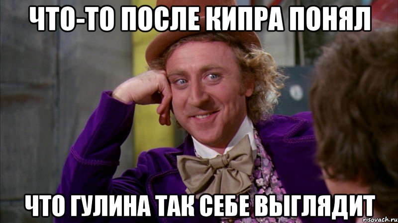 Что-то после Кипра понял Что Гулина так себе выглядит, Мем Ну давай расскажи (Вилли Вонка)