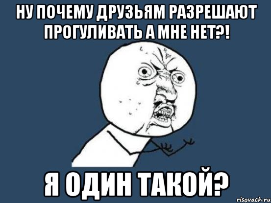 Ну почему друзьям разрешают прогуливать а мне нет?! Я один такой?, Мем Ну почему
