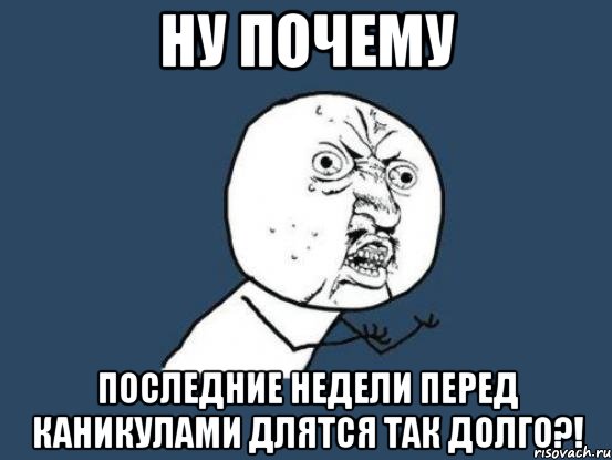 Ну почему последние недели перед каникулами длятся так долго?!, Мем Ну почему