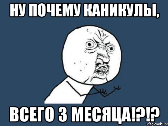 Ну почему каникулы, всего 3 месяца!?!?, Мем Ну почему