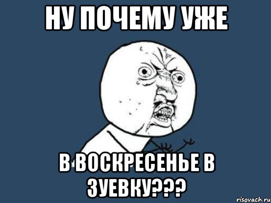 Ну почему УЖЕ в воскресенье в Зуевку???, Мем Ну почему