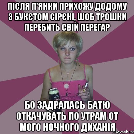 після п'янки прихожу додому з букєтом сірєні, шоб трошки перебить свій перегар бо задралась батю откачувать по утрам от мого ночного диханія, Мем Чотка мала