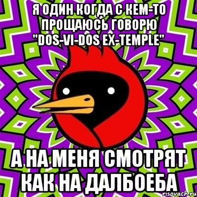 я один когда с кем-то прощаюсь говорю "Dos-Vi-Dos Ex-Temple" А на меня смотрят как на далбоеба, Мем Омская птица