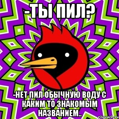 -Ты пил? -Нет пил обычную воду с каким то знакомым названием.., Мем Омская птица