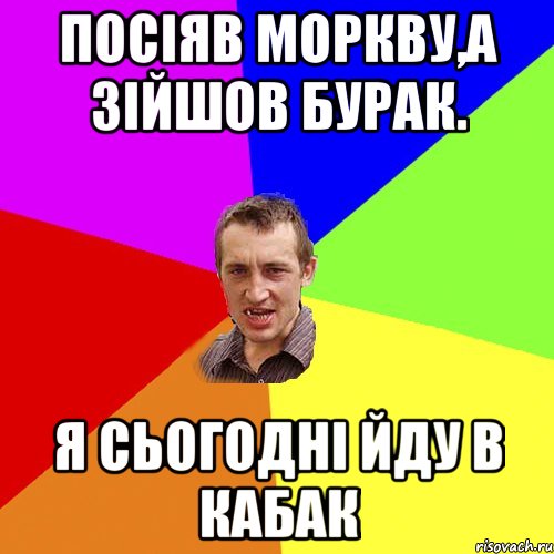 Посіяв моркву,а зійшов бурак. я сьогодні йду в кабак, Мем Чоткий паца