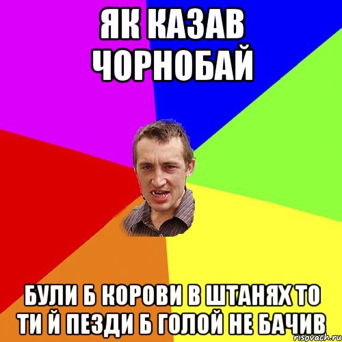 як казав Чорнобай були б корови в штанях то ти й пезди б голой не бачив, Мем Чоткий паца