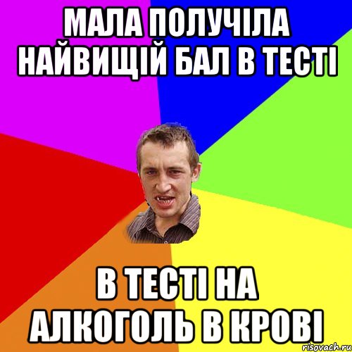 Мала получіла найвищій бал в тесті В тесті на алкоголь в крові, Мем Чоткий паца