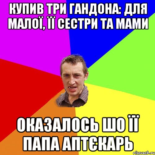 Купив три гандона: для малої, її сестри та мами Оказалось шо її папа аптєкарь, Мем Чоткий паца