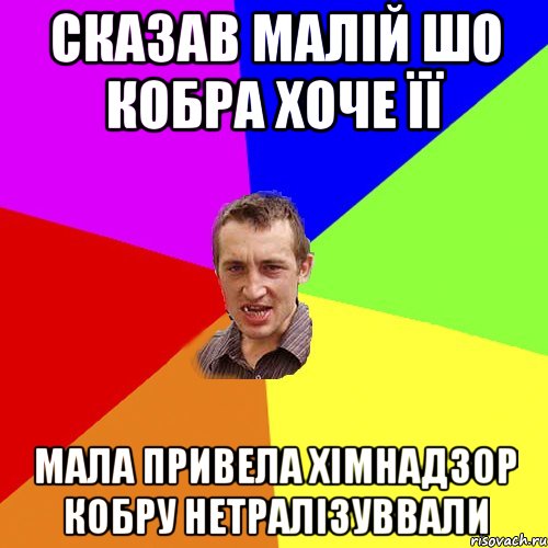 сказав малій шо кобра хоче її мала привела хімнадзор кобру нетралізуввали, Мем Чоткий паца