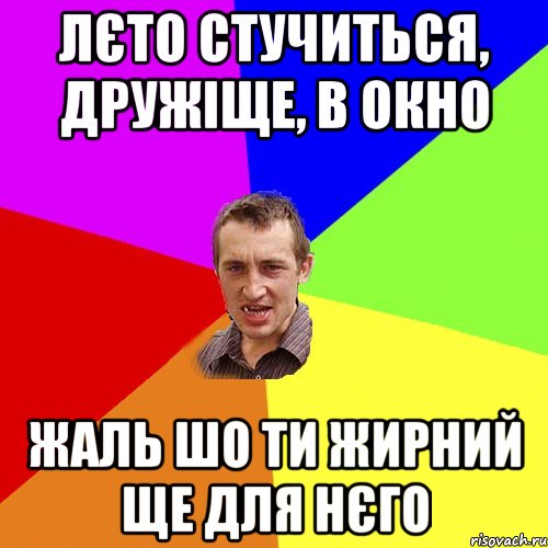 Лєто стучиться, дружіще, в окно жаль шо ти жирний ще для нєго, Мем Чоткий паца