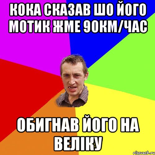 Кока сказав шо його мотик жме 90км/час Обигнав його на веліку, Мем Чоткий паца