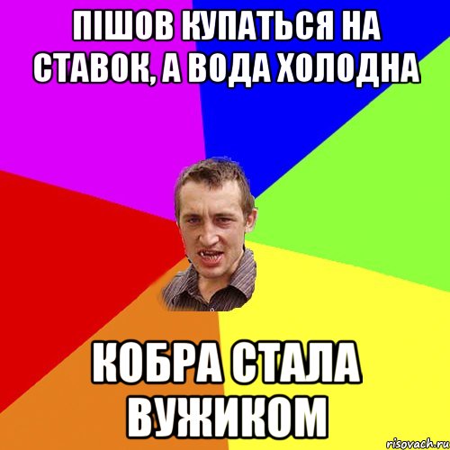 Пішов купаться на ставок, а вода холодна Кобра стала вужиком, Мем Чоткий паца