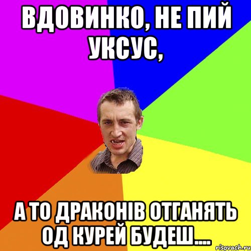 ВдовИнко, не пий уксус, а то драконів отганять од курей будеш...., Мем Чоткий паца