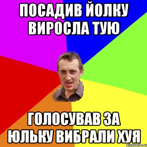 ПОСАДИВ ЙОЛКУ ВИРОСЛА ТУЮ ГОЛОСУВАВ ЗА ЮЛЬКУ ВИБРАЛИ ХУЯ, Мем Чоткий паца