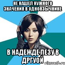 Не нашел нужного значения в одноязычнике В надежде лезу в дргуой