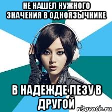 Не нашел нужного значения в одноязычнике В надежде лезу в другой