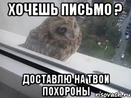 Хочешь письмо ? Доставлю на твои похороны