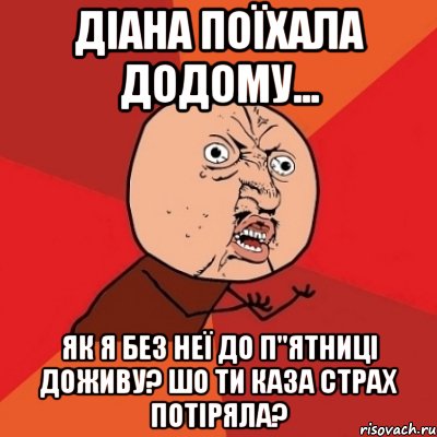 Діана поїхала додому... як я без неї до п"ятниці доживу? шо ти каза страх потіряла?, Мем Почему