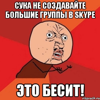 СУКА НЕ СОЗДАВАЙТЕ БОЛЬШИЕ ГРУППЫ В SKYPE ЭТО БЕСИТ!, Мем Почему