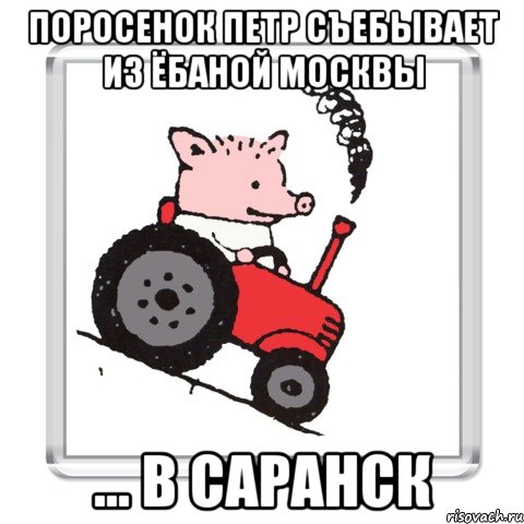 Поросенок Петр съебывает из ёбаной Москвы ... в Саранск, Мем ПОРОСЕНОК ПЕТР