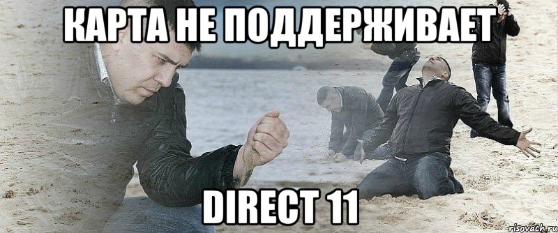 карта не поддерживает Direct 11, Мем Мужик сыпет песок на пляже