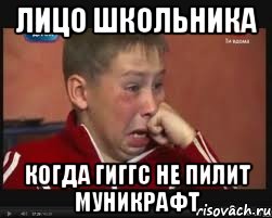 Лицо школьника Когда Гиггс не пилит муникрафт, Мем  Сашок Фокин